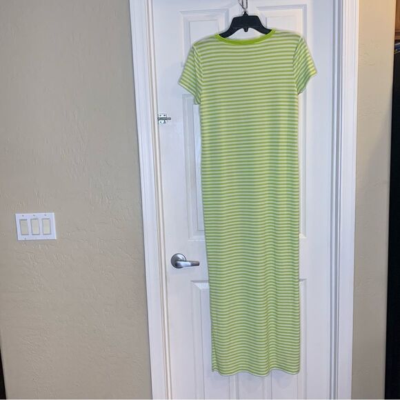 Michael Michael Kors Neon Green Striped Maxi Dress Size Medium - Picture 8 of 8